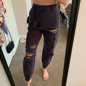 Navy Ripped Jogger Pants